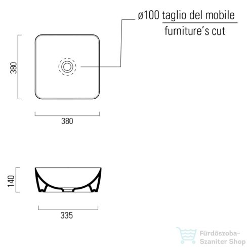 Sapho GSI SAND Mosdó, pultra helyezhető, 38x14x38cm, hamuszürke (903817)
