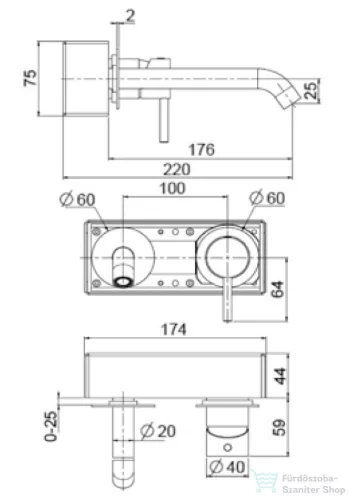 Bugnatese KIRVY STEEL falsík alatti mosdó csaptelep 19 cm-es kifolyóval,click-clack leeresztővel,rozsdamentes acél 9051SCAC