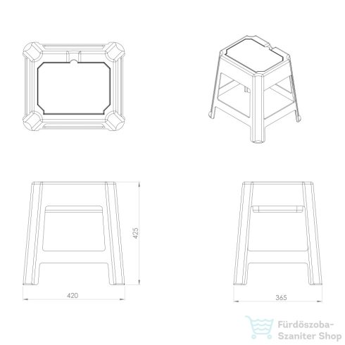 AQUALINE fürdőszobai szék, fekete (90902B)
