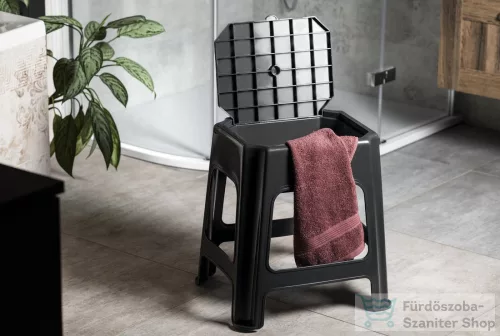 AQUALINE fürdőszobai szék, fekete (90902B)