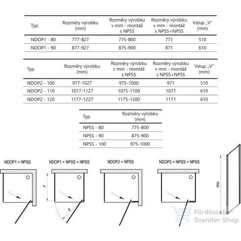 Ravak NEXTY NPSS-100 100 cm-es fix oldalfal, króm/transparent 90OA0C00Z1