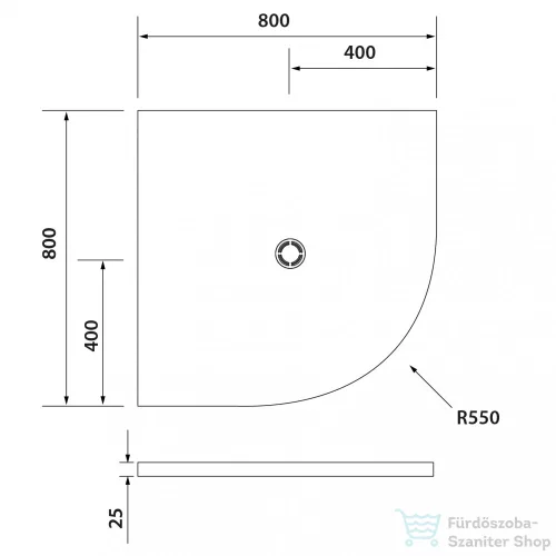Sapho POLYSAN FLEXIA öntöttmárvány íves zuhanytálca, méretre vágható, 80x80x3cm, R550 (91171)