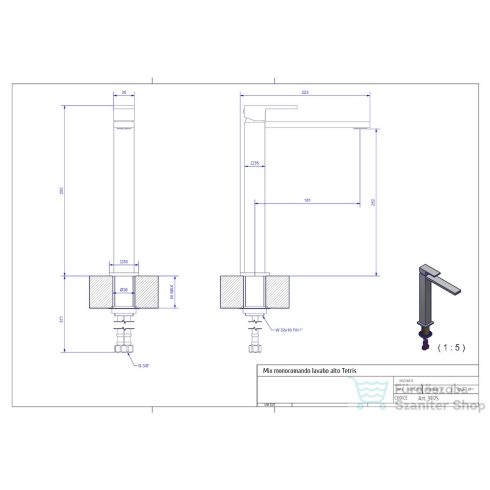 Bugnatese TETRIS magasított mosdó csaptelep leeresztő nélkül,króm 9117SCR