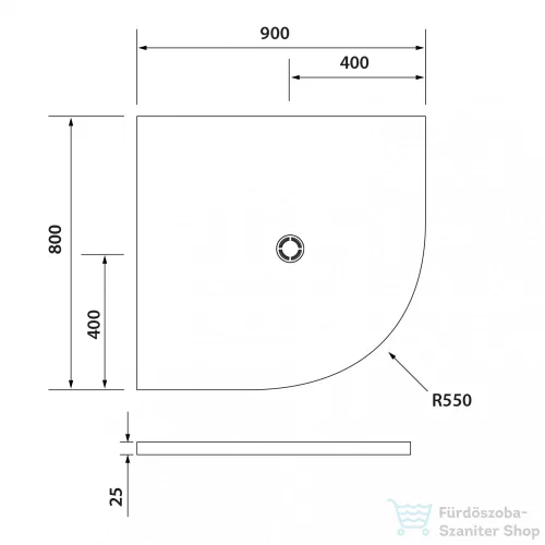 Sapho POLYSAN FLEXIA öntöttmárvány íves zuhanytálca, méretre vágható, balos, 90x80x3cm, R550 (91191)