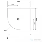 Sapho POLYSAN FLEXIA öntöttmárvány íves zuhanytálca, méretre vágható, jobbos, 90x80x3cm, R550 (91231)