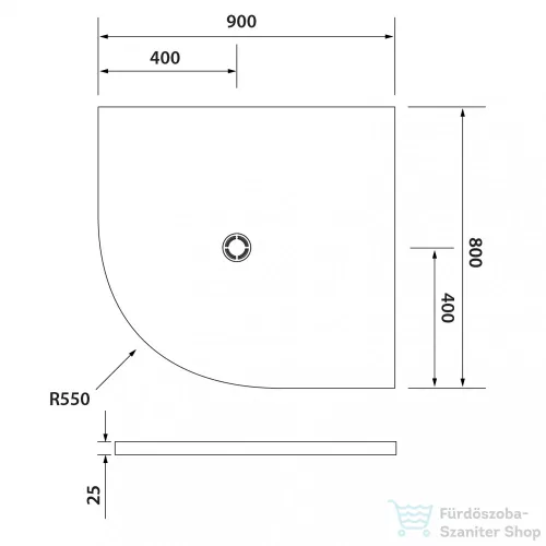 Sapho POLYSAN FLEXIA öntöttmárvány íves zuhanytálca, méretre vágható, jobbos, 90x80x3cm, R550 (91231)