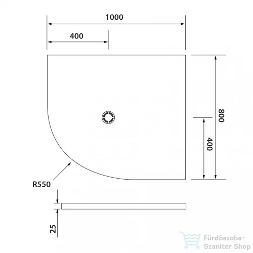 Sapho POLYSAN FLEXIA öntöttmárvány íves zuhanytálca, méretre vágható, jobbos, 100x80x3cm, R550 (91251)