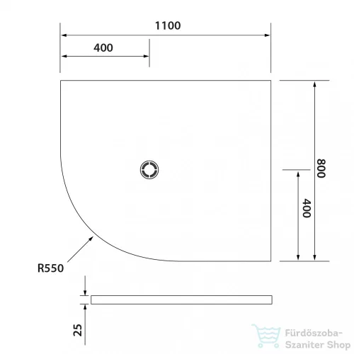 Sapho POLYSAN FLEXIA öntöttmárvány íves zuhanytálca, méretre vágható, jobbos, 110x80x3cm, R550 (91271)
