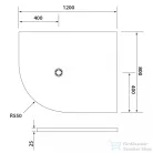 Sapho POLYSAN FLEXIA öntöttmárvány íves zuhanytálca, méretre vágható, jobbos, 120x80x3cm, R550 (91291)