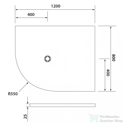 Sapho POLYSAN FLEXIA öntöttmárvány íves zuhanytálca, méretre vágható, jobbos, 120x80x3cm, R550 (91291)