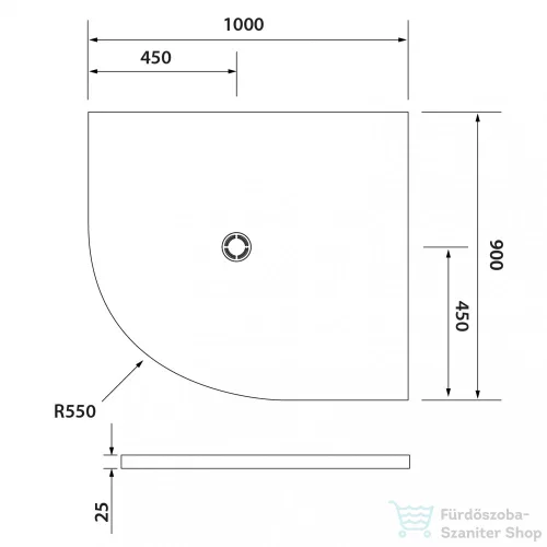 Sapho POLYSAN FLEXIA öntöttmárvány íves zuhanytálca, méretre vágható, jobbos, 100x90x3cm, R550 (91331)