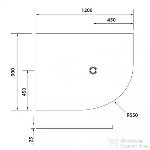 Sapho POLYSAN FLEXIA öntöttmárvány íves zuhanytálca, méretre vágható, balos, 120x90x3cm, R550 (91371)