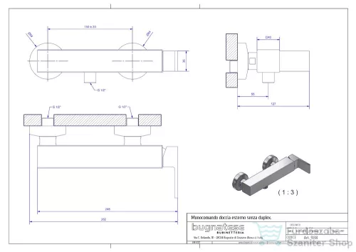 Bugnatese TETRIS Zuhanycsaptelep test 1/2", króm 9138