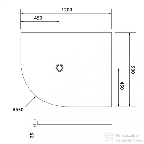 Sapho POLYSAN FLEXIA öntöttmárvány íves zuhanytálca, méretre vágható, jobbos, 120x90x3cm, R550 (91391)