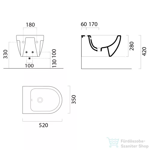 Sapho GSI CITY PRO fali bidé, ExtraGlaze 35x52cm (9164111)