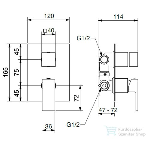 Bugnatese TETRIS falsík alatti kád/zuhany csaptelep belső egységgel,Matt fehér 9192BI