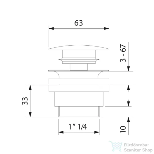 Sapho KERASAN klik-klak mosdólefolyó kerámia fedéllel, 5/4“, 5-65mm (923301)
