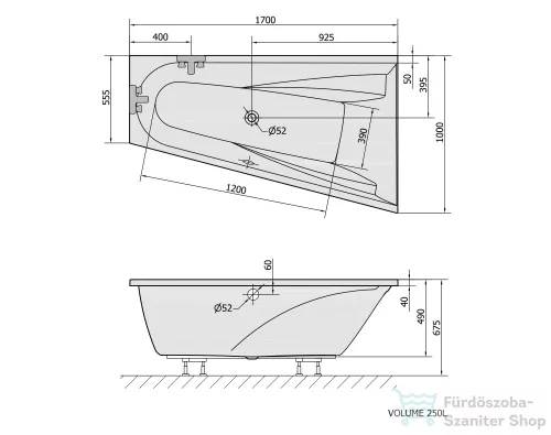 Sapho POLYSAN Chiquita kád 170x100x45, jobb 92619