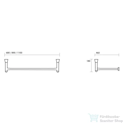 Sapho KERASAN THE NEW YORKER fali mosdótartó konzol, 100cm-es mosdóhoz, matt fekete (927331)