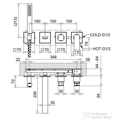 Bugnatese ATELIER falsík alatti kád csaptelep kézizuhannyal, króm 9401CR