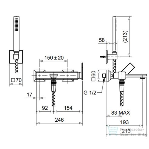 Bugnatese Atelier kádtöltő csaptelep zuhanyszettel,króm 9402CR