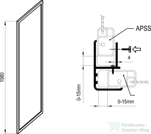 Ravak SUPERNOVA APSS-80 80 cm-es fix oldalfal, fekete+transparent,940403R2Z1