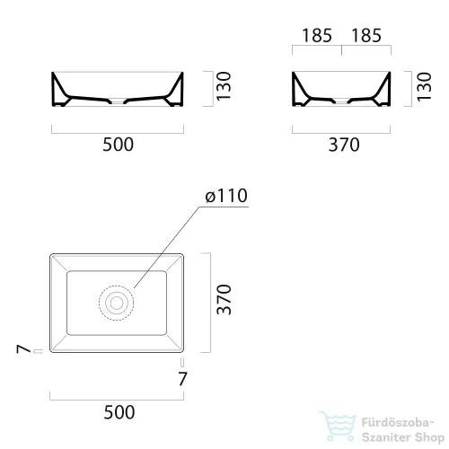 Sapho GSI KUBE X kerámiamosdó, 50x37cm, matt jégkék (942915)