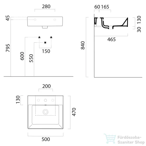 Sapho GSI KUBE X kerámiamosdó, 50x47cm, matt fekete (9430126)