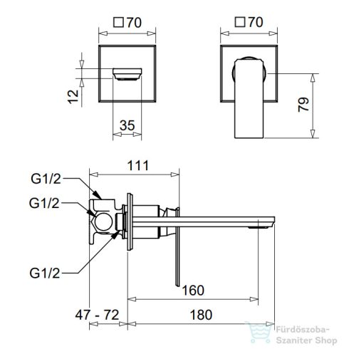 Bugnatese ATELIER falsík alatti mosdócsaptelep 16 cm-es kifolyóval,belső egységgel,leeresztő nélkül,szálcsiszolt nikkel 9445NS
