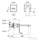 Bugnatese ATELIER falsík alatti mosdócsaptelep 16 cm-es kifolyóval,belső egységgel,click-clack leeresztővel,matt bronz 9445SCBO