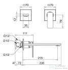 Bugnatese ATELIER falsík alatti mosdócsaptelep 21,5 cm-es kifolyóval,belső egységgel,leeresztő nélkül,PVD fényes rame 9446PR