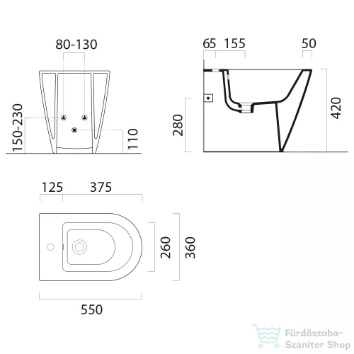 Sapho GSI KUBE X álló bidé, 36x55cm, matt fehér (9462109)