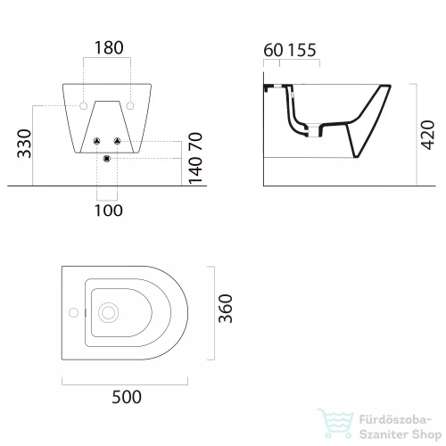 Sapho GSI KUBE X fali bidé, 36x50cm, matt fehér (9464109)