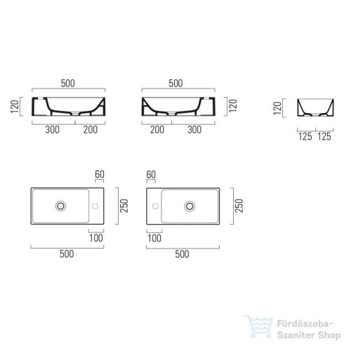 Sapho GSI KUBE X kerámiamosdó, 50x25mm, matt fekete (9486126)
