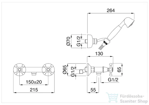 Bugnatese LADY zuhany csaptelep zuhanyszettel,Bronz 948BR