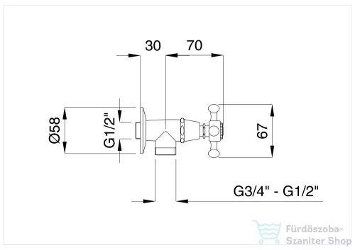Bugnatese mosógép szelep G3/4"-G1/2",Króm/arany 956CRDO