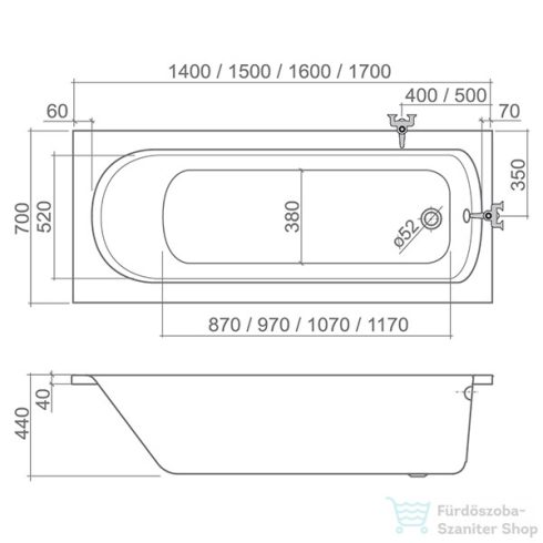 Roth Vanessa Neo 160x70 egyenes kád