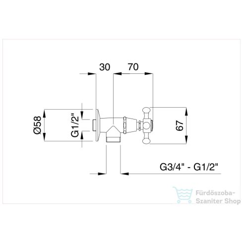 Bugnatese LADY sarokszelep 1/2-1-2" csatlakozással,Króm/arany 958CRDO