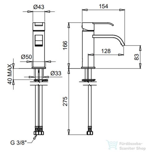 Bugnatese TESS mosdó csaptelep click-clack leeresztővel,matt fehér 9613SCBI