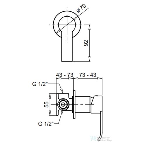 Bugnatese TESS Fal alatti kád/zuhany csaptelep belső egységgel,matt fekete 9630NE