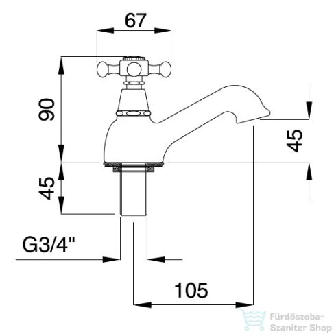 Bugnatese LADY hidegvizes mosdó csaptelep leeresztő nélkül,Króm/arany 964CRDO