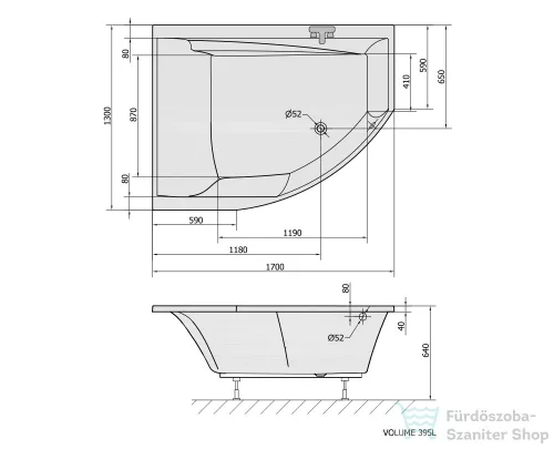 Sapho POLYSAN Tandem kád 170x130x50, bal 96611