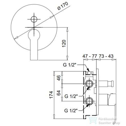 Bugnatese TESS falsík alatti kád/zuhany csaptelep belső egységgel,szálcsiszolt nikkel 9672NS