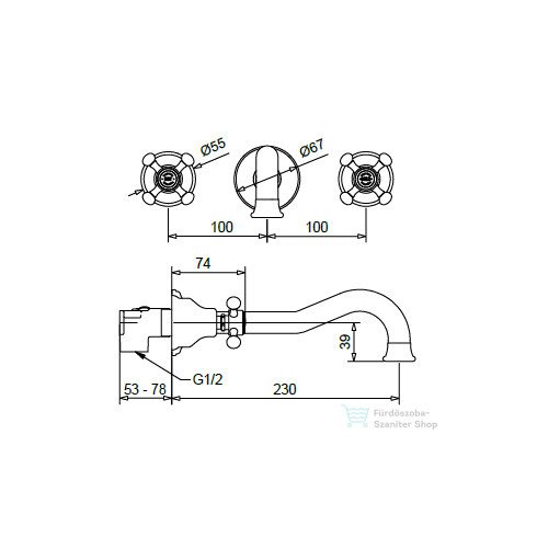 Bugnatese LADY falsík alatti mosdó csaptelep 23 cm-es kifolyóval,belső egységgel,click-clack leeresztővel,Króm 969SCCR