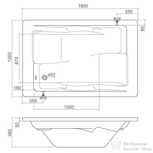 Roth Amore 180x120 kétszemélyes kád