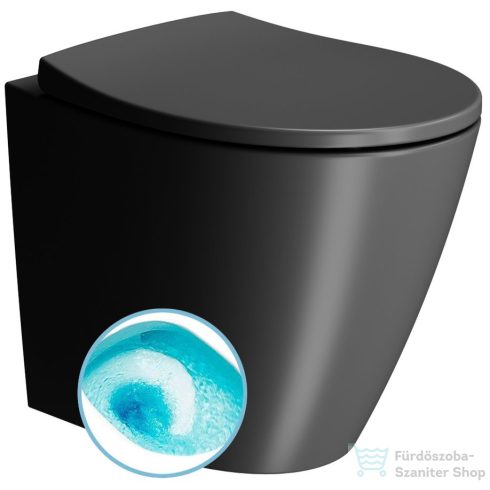 Sapho GSI MODO álló WC, alsó/hátsó kifolyású, Swirlflush, 37x52cm, duál matt fekete (981026)
