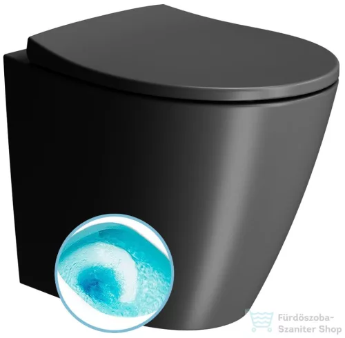 Sapho GSI MODO álló WC, alsó/hátsó kifolyású, Swirlflush, 37x52cm, duál matt fekete (981026)