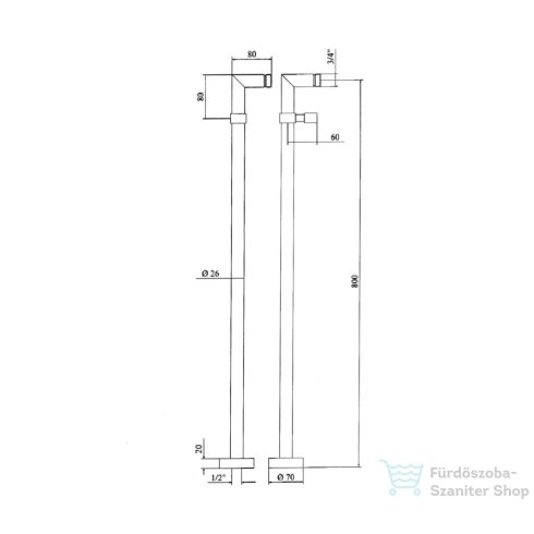 Sapho Térben álló csaptelep csatlakozó (pár), króm 9881