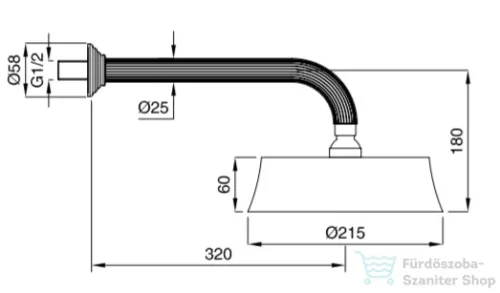 Bugnatese OLYMPIA Kifolyószár fejzuhannyal 20 cm átmérőjű króm színben 99302
