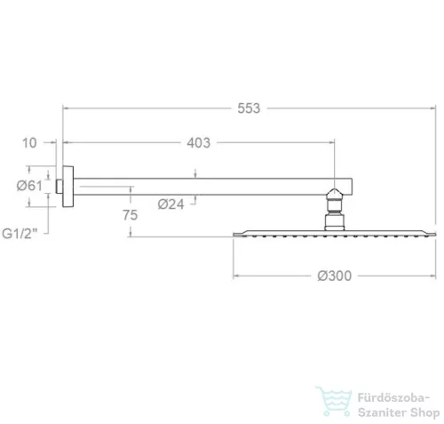 RamonSoler HYDROTHERAPY 30 cm-es kerek fejzuhany 40 cm-es zuhanykarral, matt fekete 99H309275